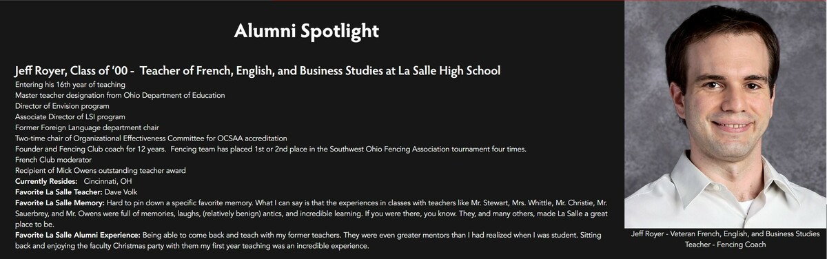 Alumni Spotlight - Jeff Royer '00